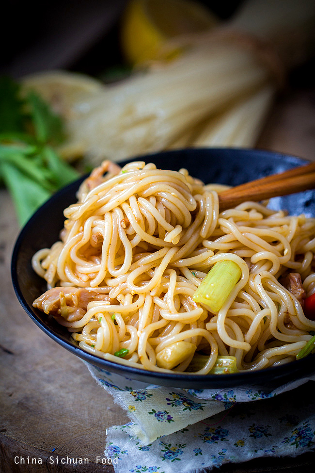 Rice Stick Noodles Stir Fry China Sichuan Food