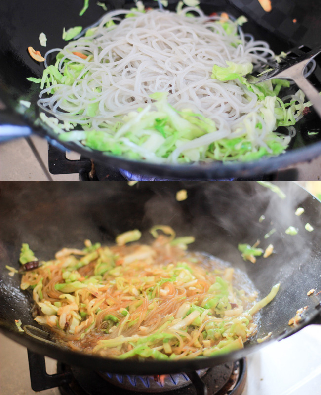 glass noodle and shredded cabbage stir fry step3