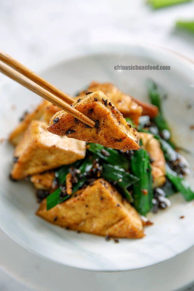 Pan-fried Tofu with Black Bean Sauce - China Sichuan Food
