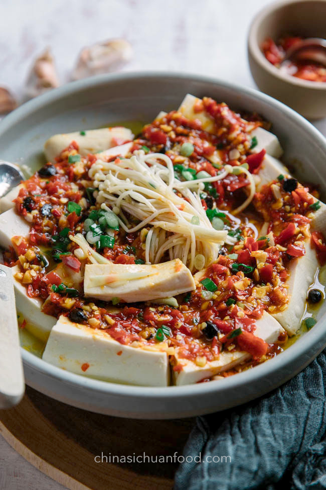 Steamed Tofu with Chili Sauce - China Sichuan Food