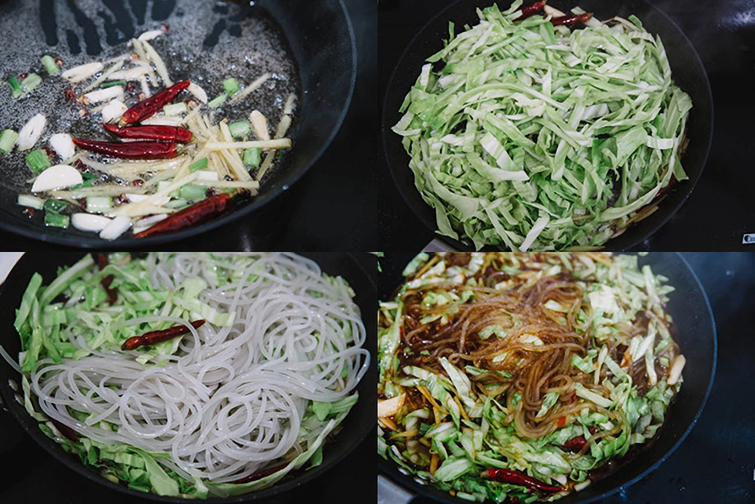 Starch Noodles Stir Fry with Shredded Cabbage|chinasichuanfood.com