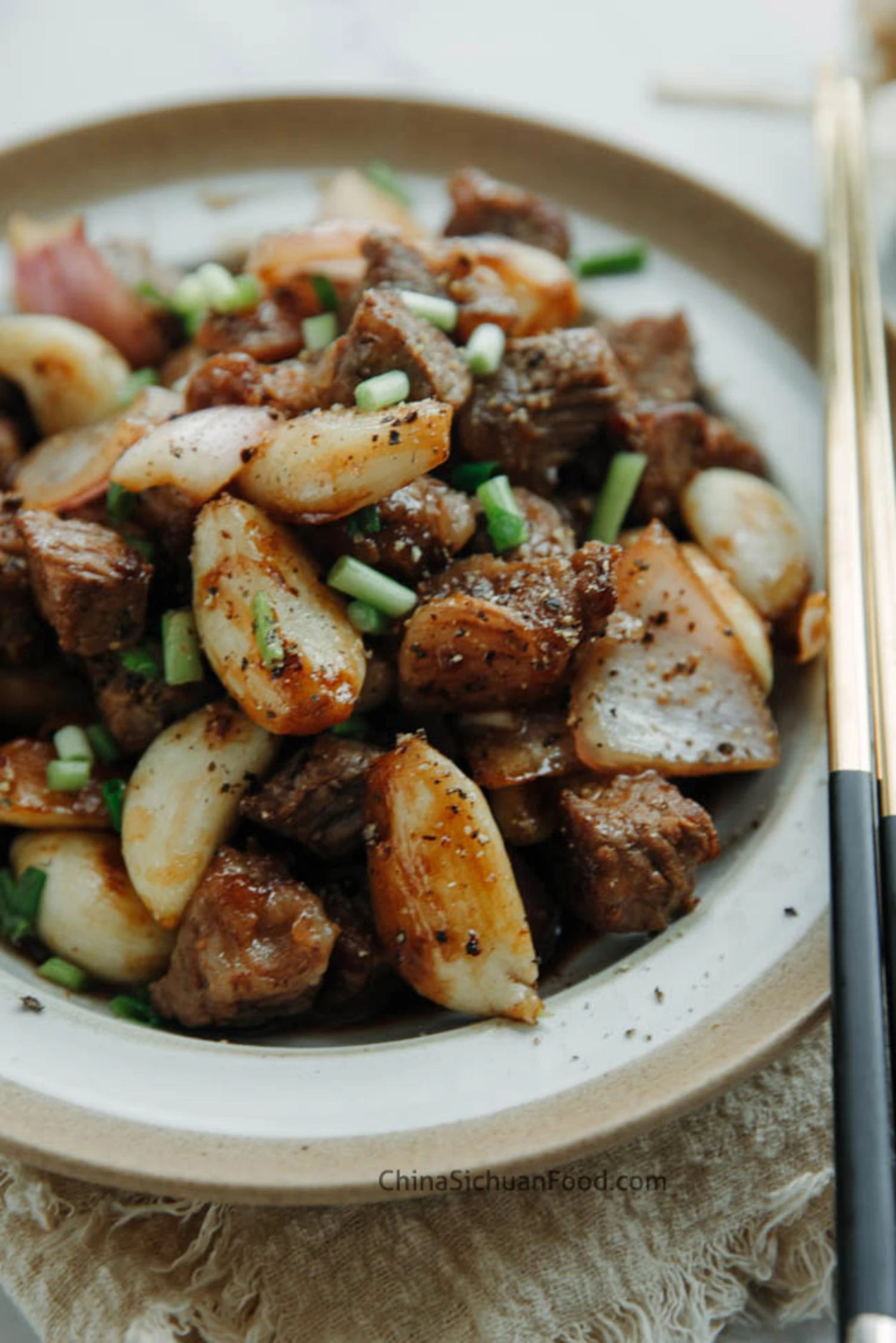 Beef and Garlic Stir Fry|chinasichuanfood.com