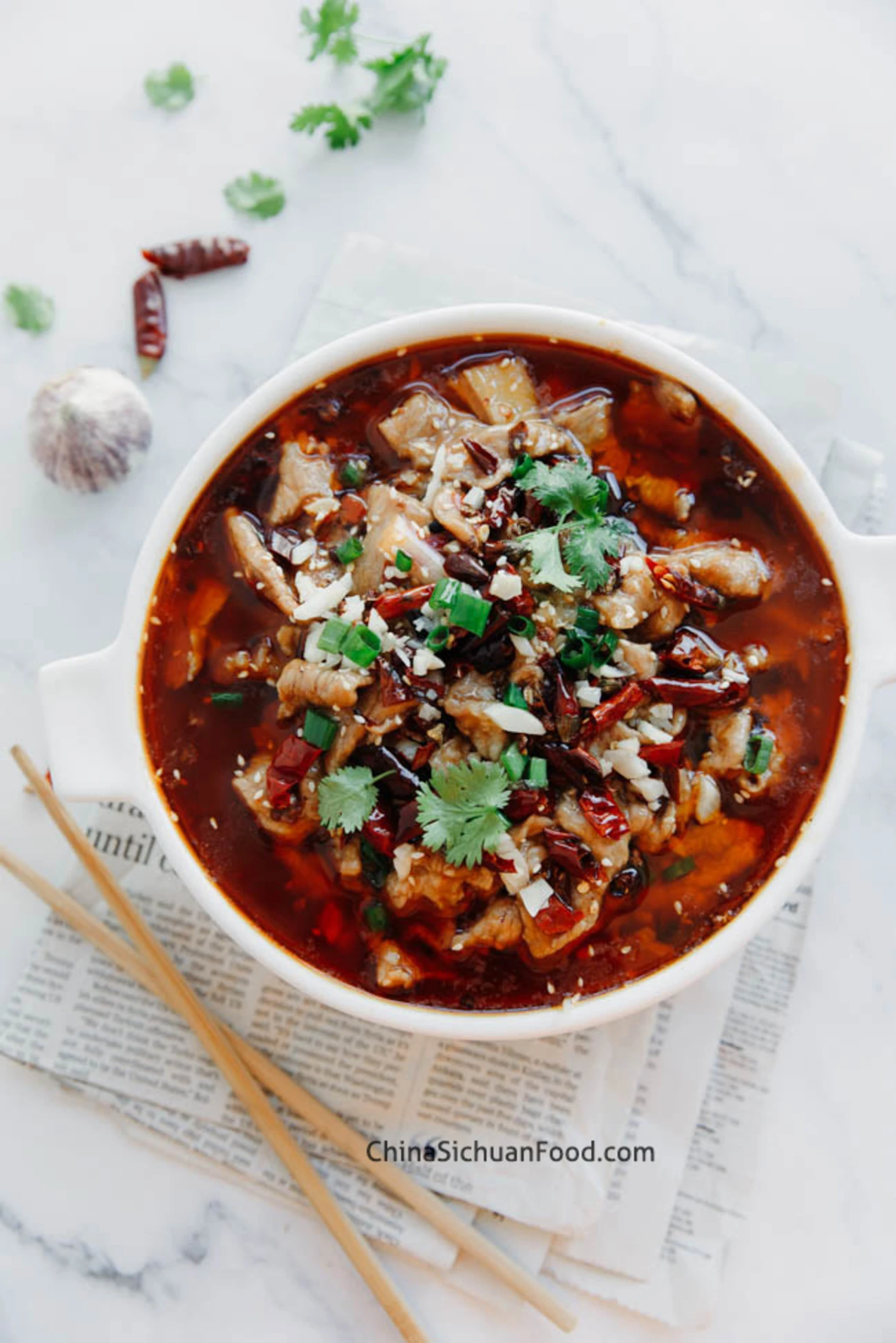 Shui Zhu Pork- Szechuan Pork in Spicy Broth|chinasichuanfood.com