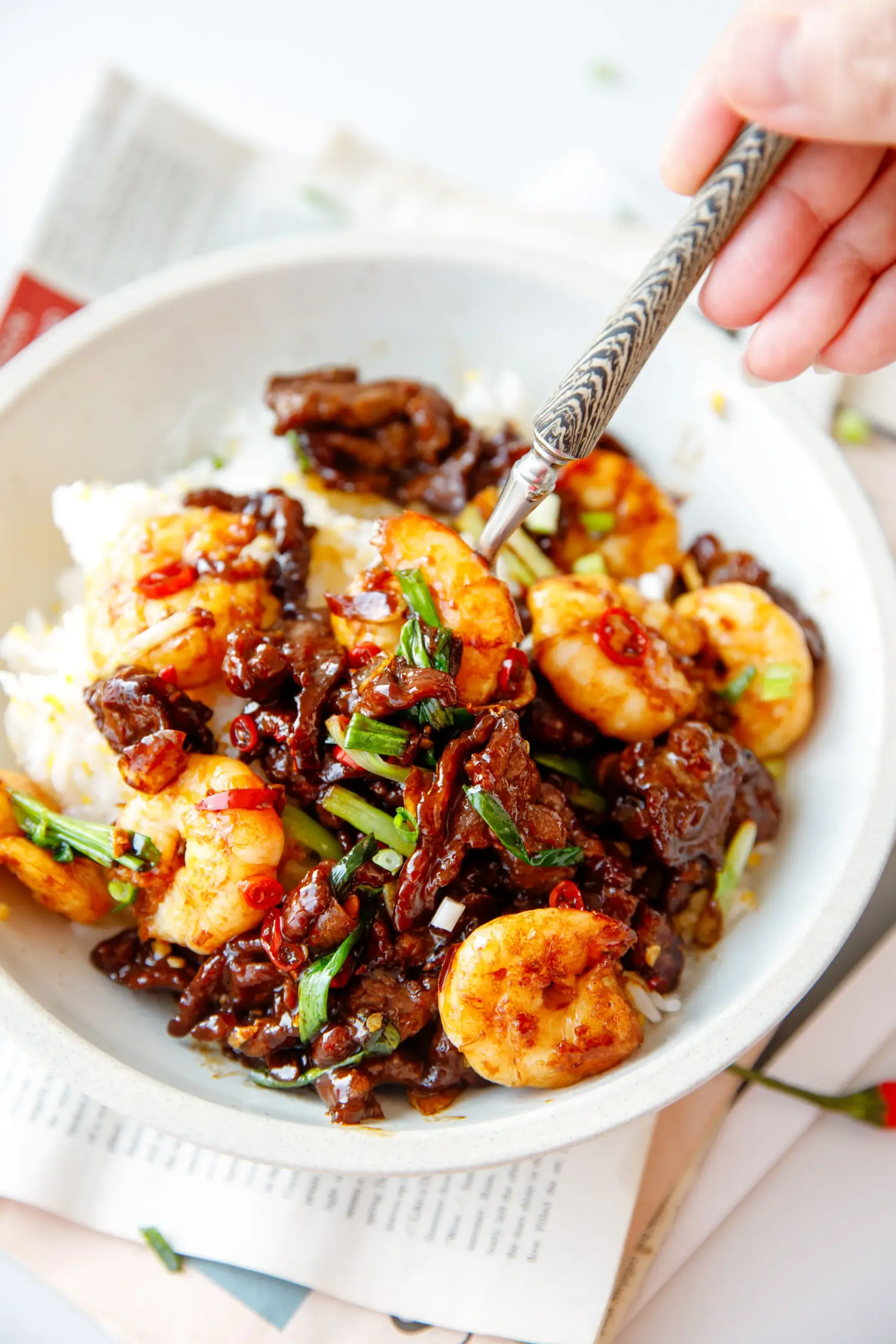 Beef and shrimp stir-fry