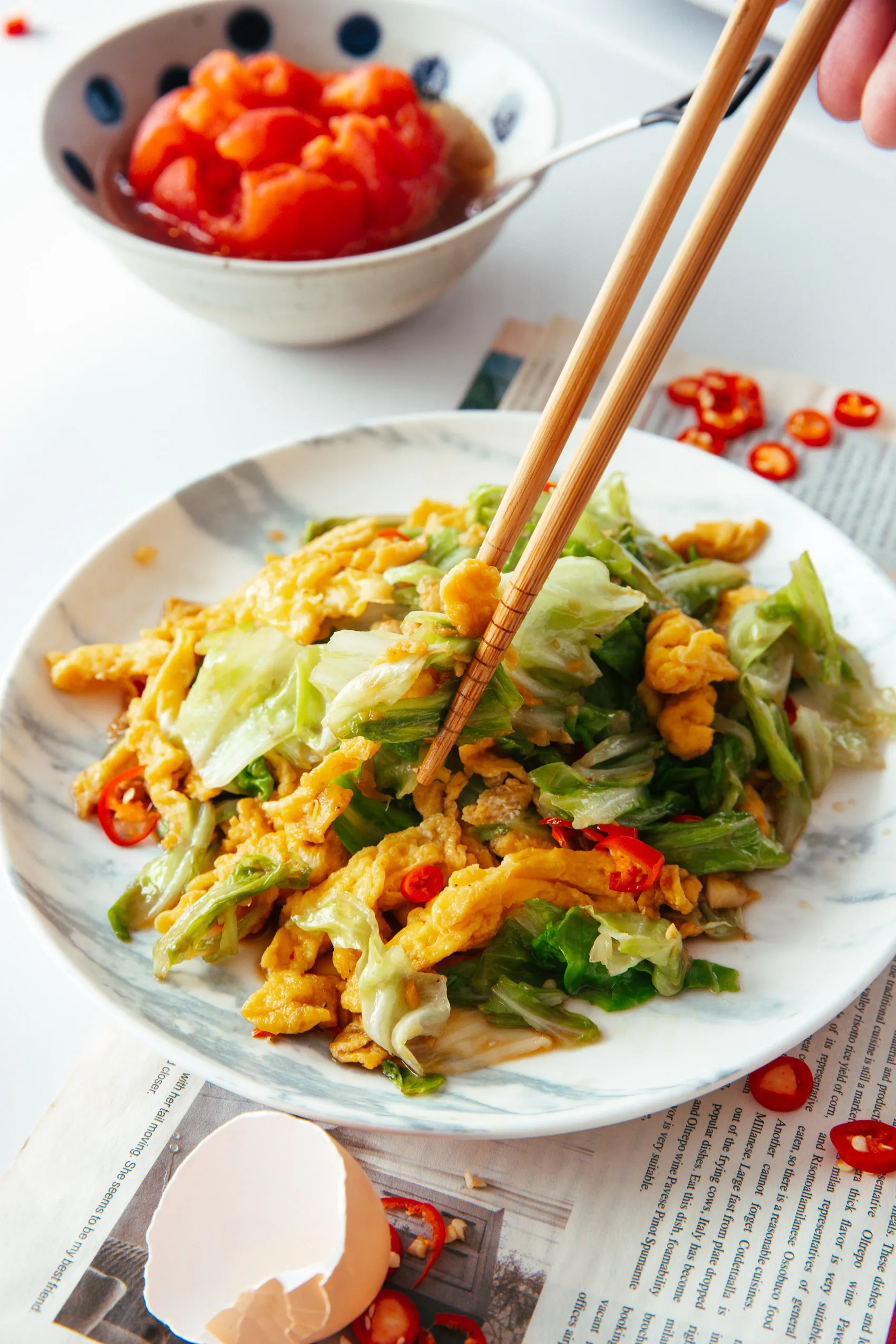 cabbage and egg stir fry | chinasichuanfood.com